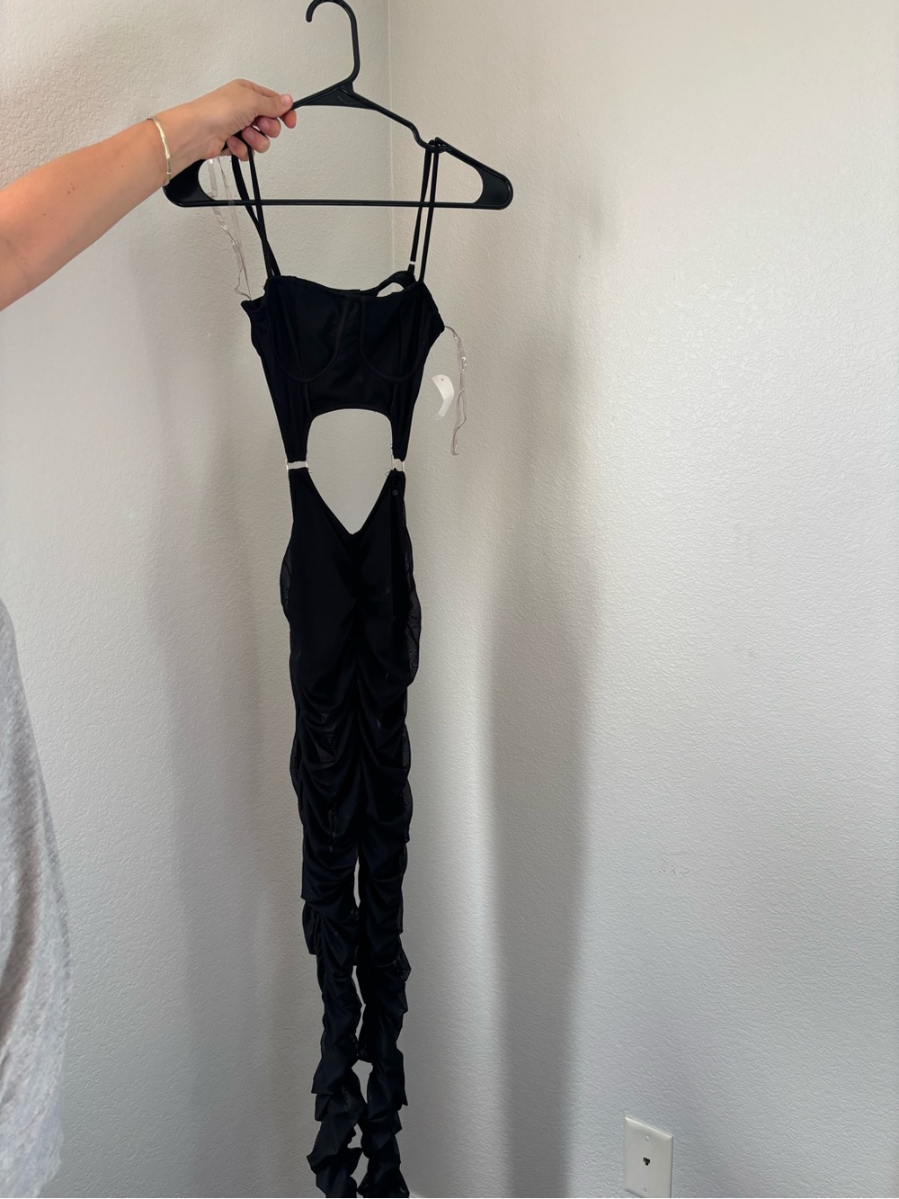 Black Cutout Ruched Jumpsuit - Women